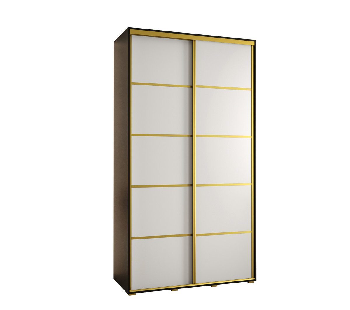 Szafa przesuwna wysoka Davos 4 130 gł. 60 czarny + biały + złoty / Abiks Meble
