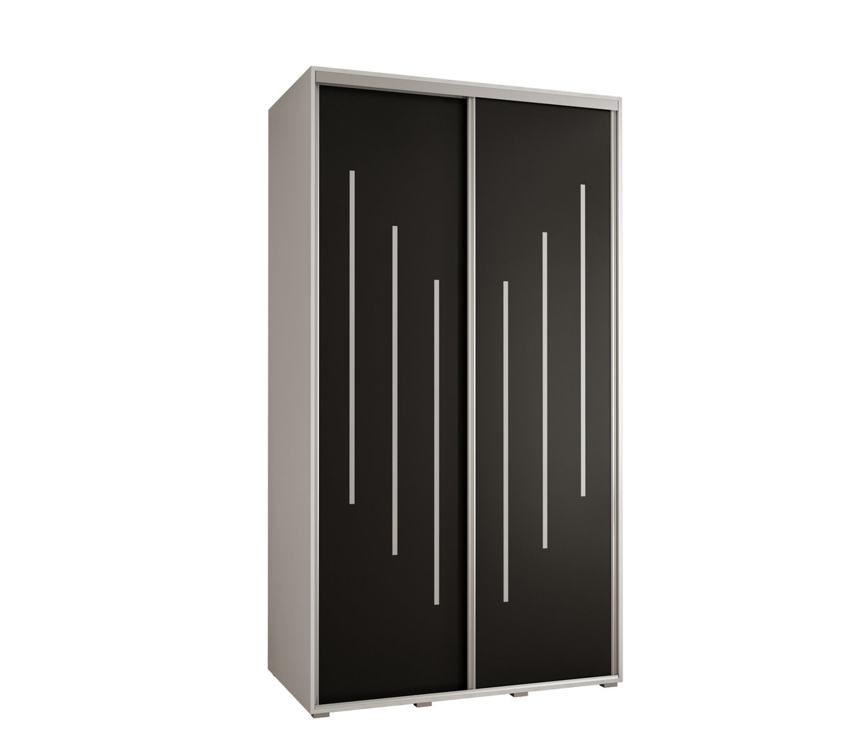 Szafa przesuwna wysoka Davos 8 130 gł. 60 biały + czarny + srebrny / Abiks Meble