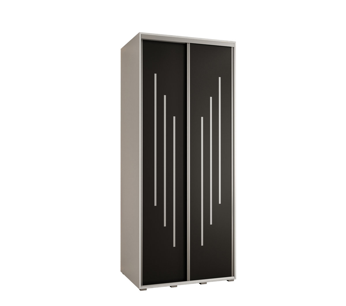 Szafa przesuwna wysoka Davos 8 120 gł. 45 biały + czarny + srebrny / Abiks Meble