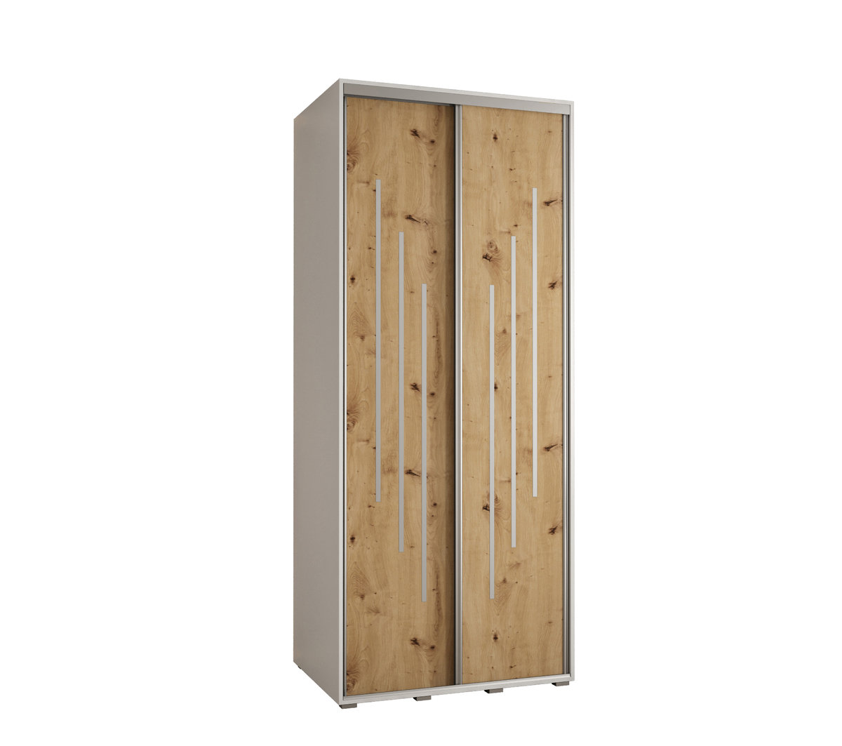 Szafa przesuwna wysoka Davos 8 120 gł. 60 biały + artisan + srebrny / Abiks Meble