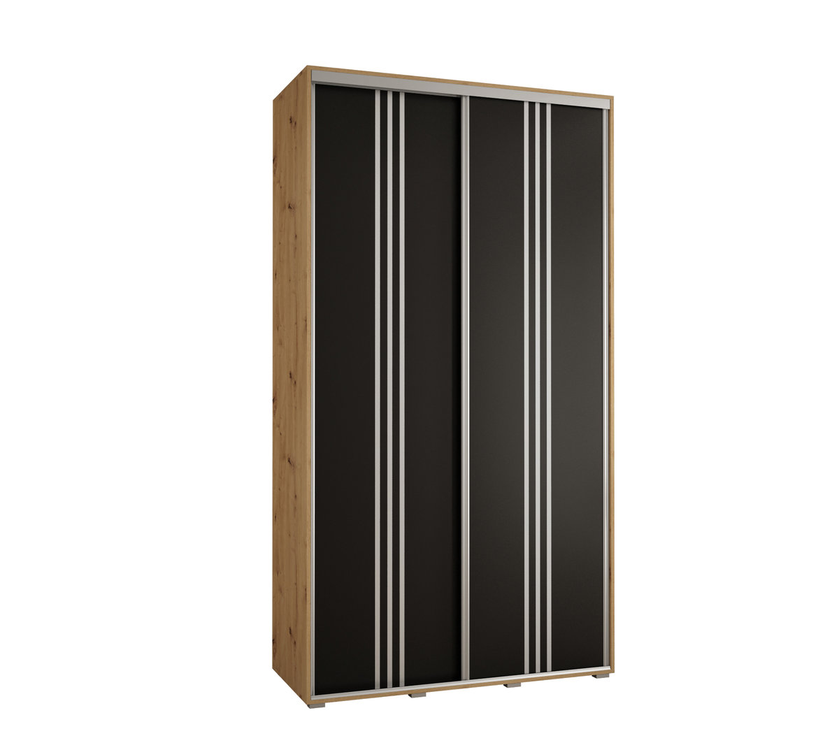 Szafa przesuwna wysoka Davos 6 140 gł. 60 artisan + czarny + srebrny / Abiks Meble