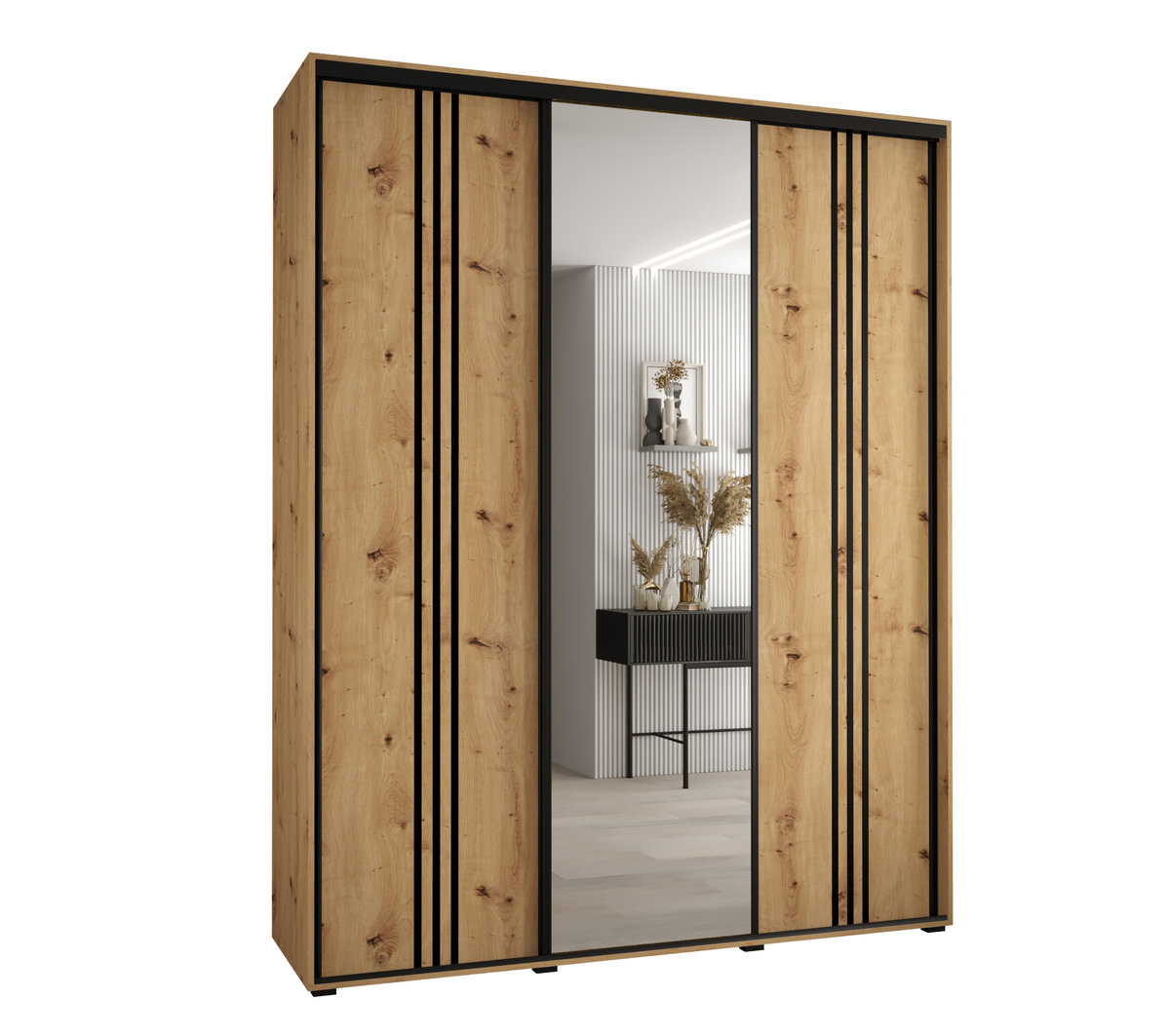 Szafa przesuwna wysoka Davos 7 200 gł. 60 artisan + artisan + czarny