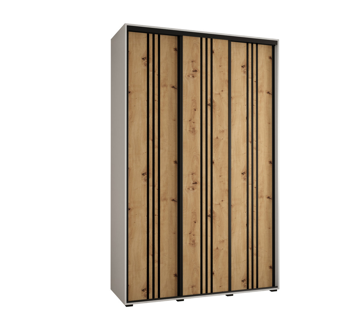 Szafa przesuwna wysoka Davos 6 150 gł. 45 biały + artisan + czarny / Abiks Meble