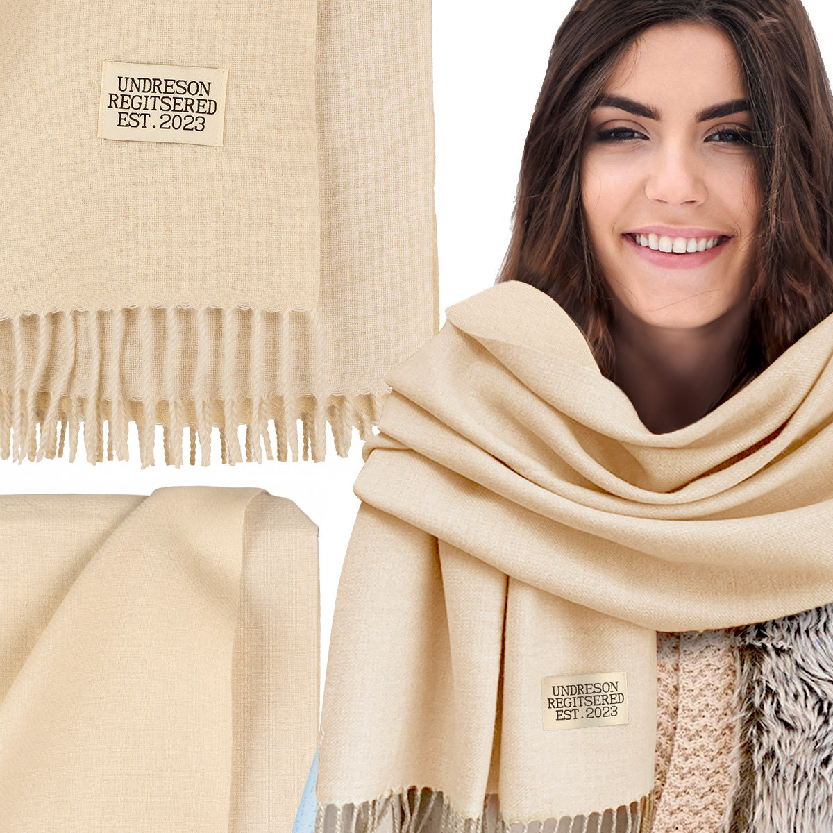 SZALIK SZAL DAMSKI ZIMOWY CIEPŁY DUŻY Elegancki Dwustronny Z Frędzlami