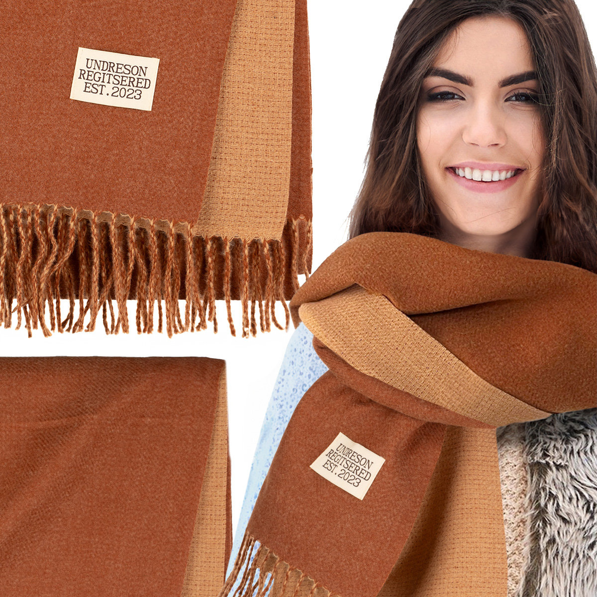 SZALIK SZAL DAMSKI ZIMOWY CIEPŁY DUŻY Elegancki Dwustronny Z Frędzlami