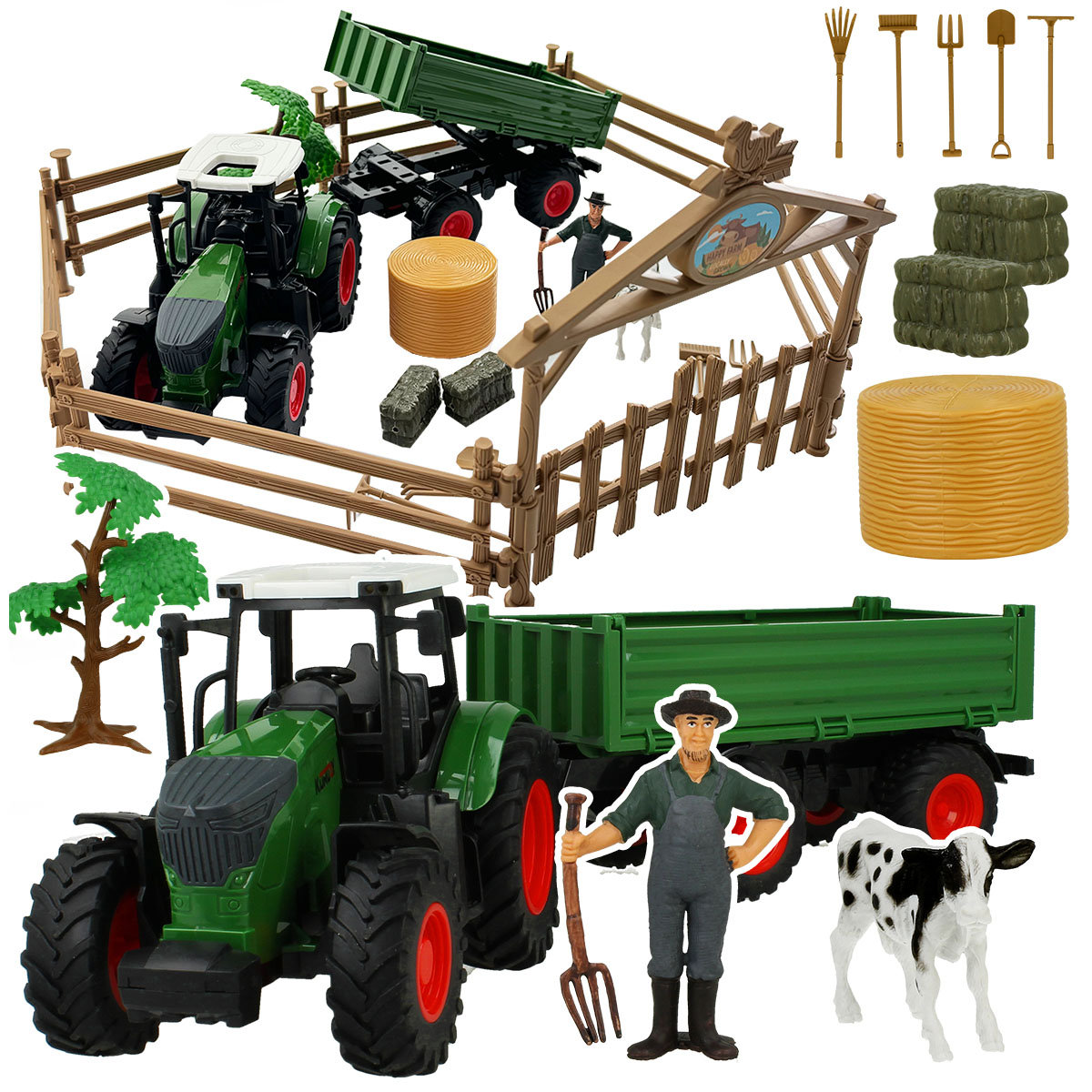FARMA TRAKTOR PRZYCZEPA MAŁY FARMER ZESTAW DLA DZIECI ZWIERZĘTA ZAGRODA 22EL. Z2099