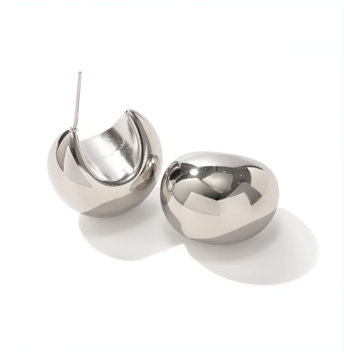 Kolczyki obłe srebrne łezki półksiężyce - stal szlachetna pokryta srebrem