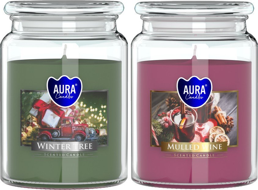 ZESTAW DUŻA Świeca zapachowa w słoiku BISPOL Aura 100H MIX 