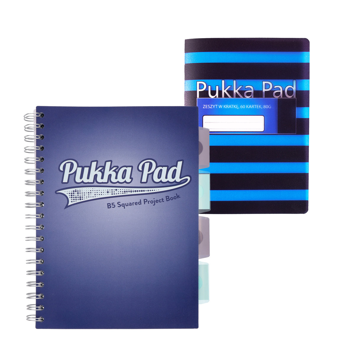 Zestaw kołozeszyt w kartkę B5 100k z przekładkami granatowy Pukka Pads + Zeszyt Flex Pad B5 niebieski
