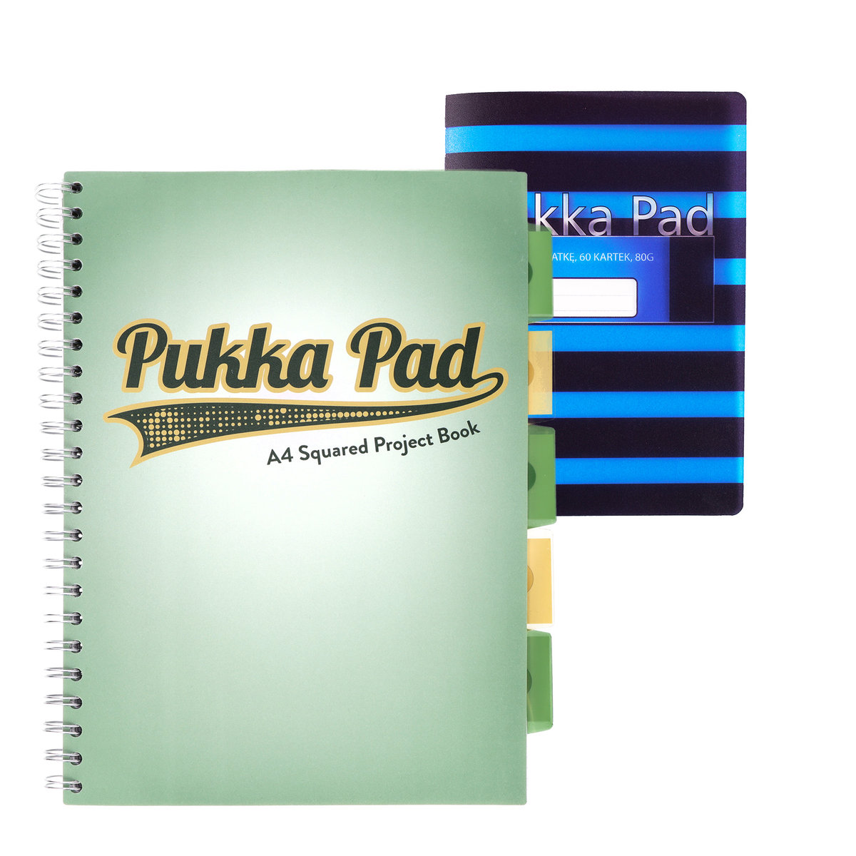 Zestaw kołozeszyt w kratkę A4 100k z przekładkami zielony Pukka Pads + Zeszyt Flex Pad B5 niebieski
