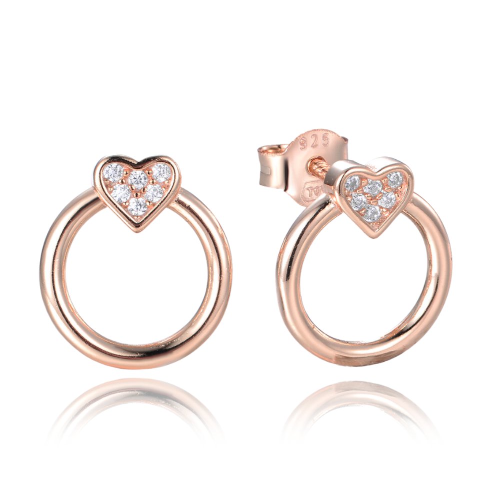MINET Rose gold kolczyki srebrne PIERŚCIONKI z sercami