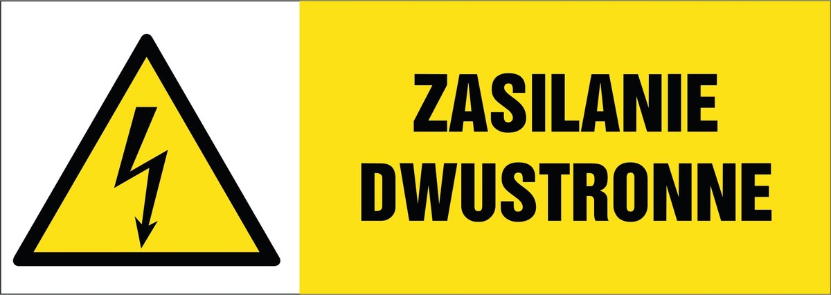 Naklejka pozioma: Zasilanie dwustronne 21x60cm
