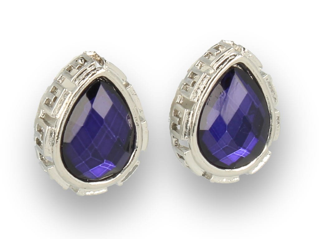 Klipsy do uszu srebrne z chabrowym kryształem