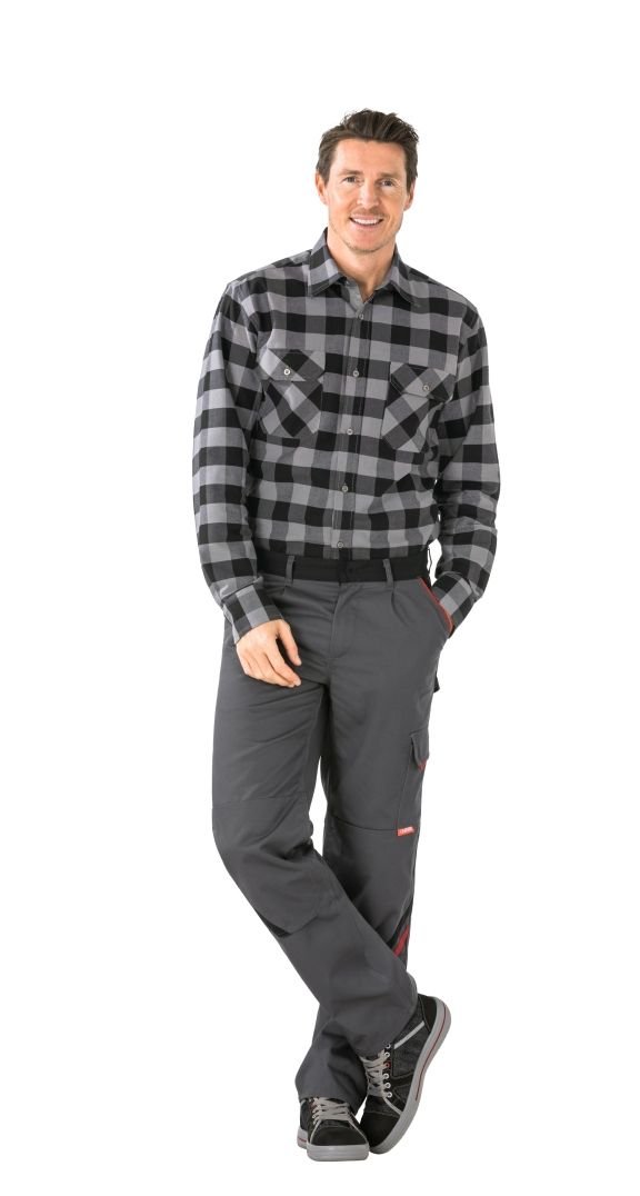 Wygodne spodnie robocze do pasa ze ściągaczem - Planam Highline łupkowy-czarny-czerwony 66