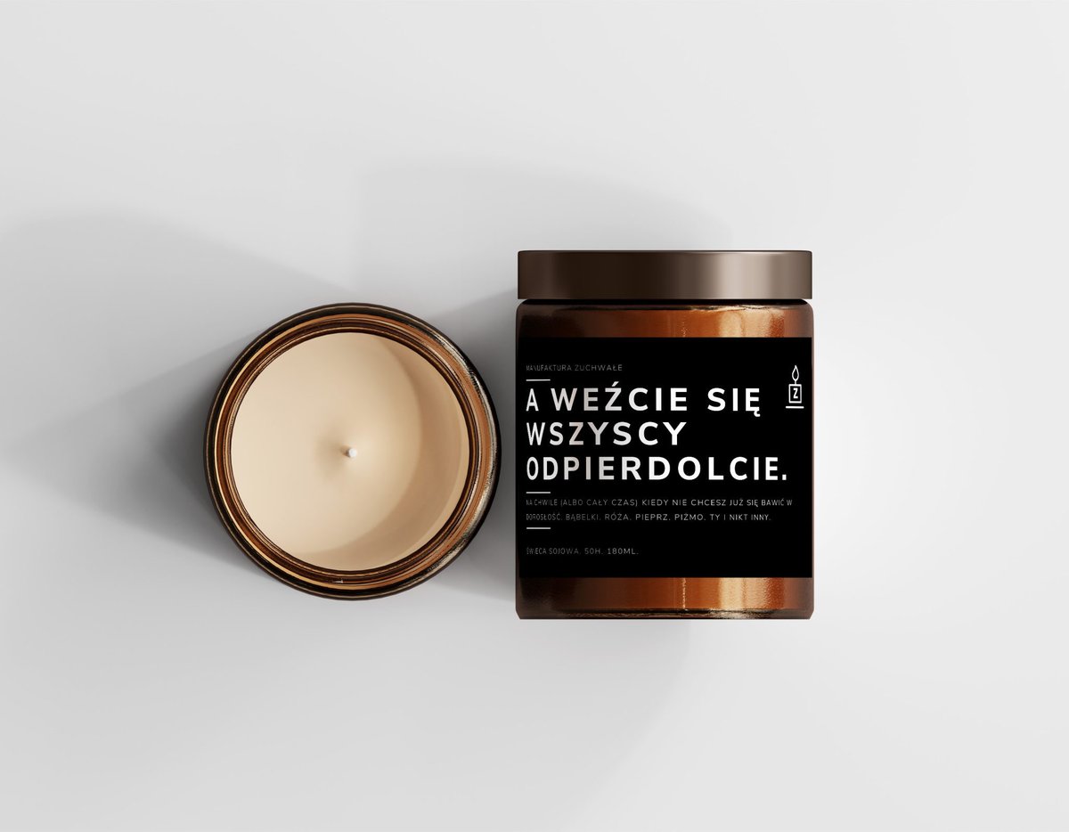 Świeca sojowa – A weźcie się wszyscy odp… Zuchwałe, 180ml w pudełku.