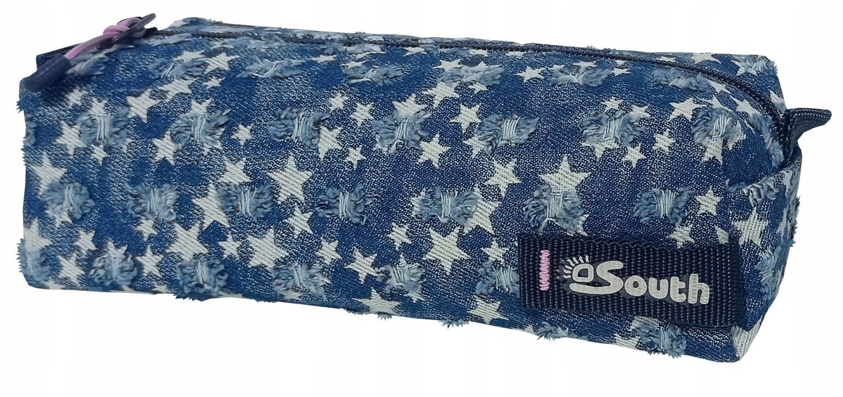 Piórnik SOUTH, niebieski, jeans gwiazdki SO-1171