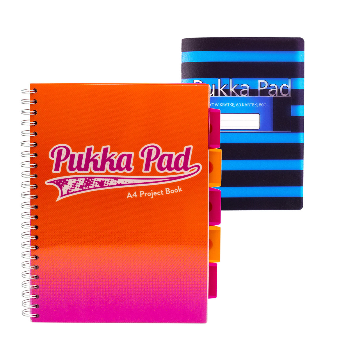 Zestaw kołozeszyt PUKKA PAD Project Book Fusion A4 pomarańczowy + Zeszyt Flex Pad B5 niebieski