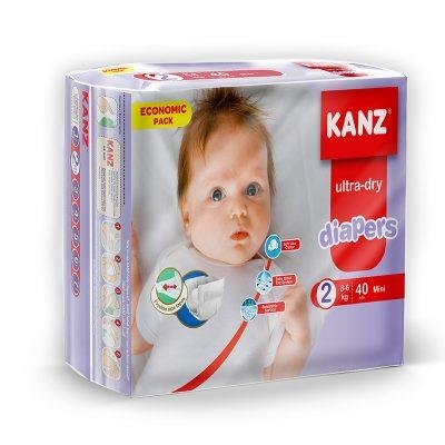PIELUCHY DZIECIĘCE BAWEŁNIANE DRY ROZMIAR 2 MINI 40SZT 3-6KG KANZ