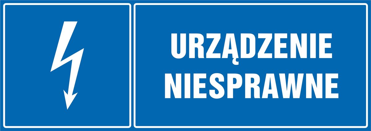 Tabliczka: Urządzenie niesprawne 21x60cm PCV 3mm