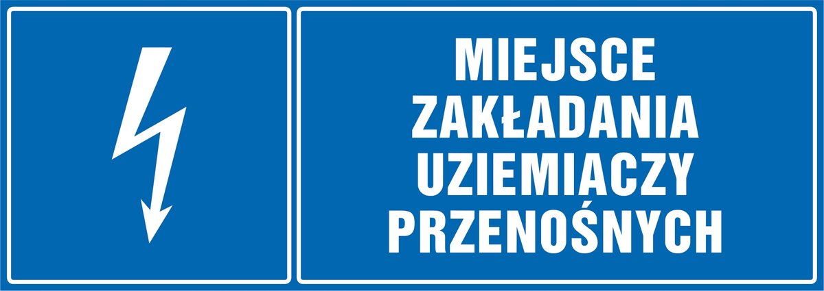 Naklejka pozioma: Miejsce zakładania uziemiaczy przenośnych 21x60cm