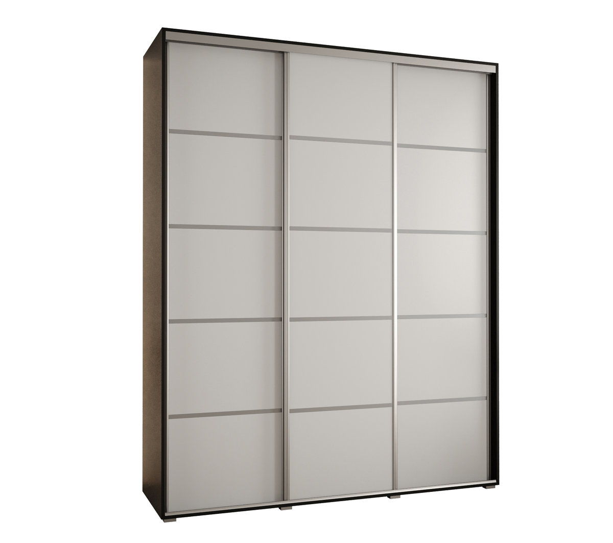 Szafa przesuwna wysoka Davos 4 200 gł. 60 czarny + biały + srebrny