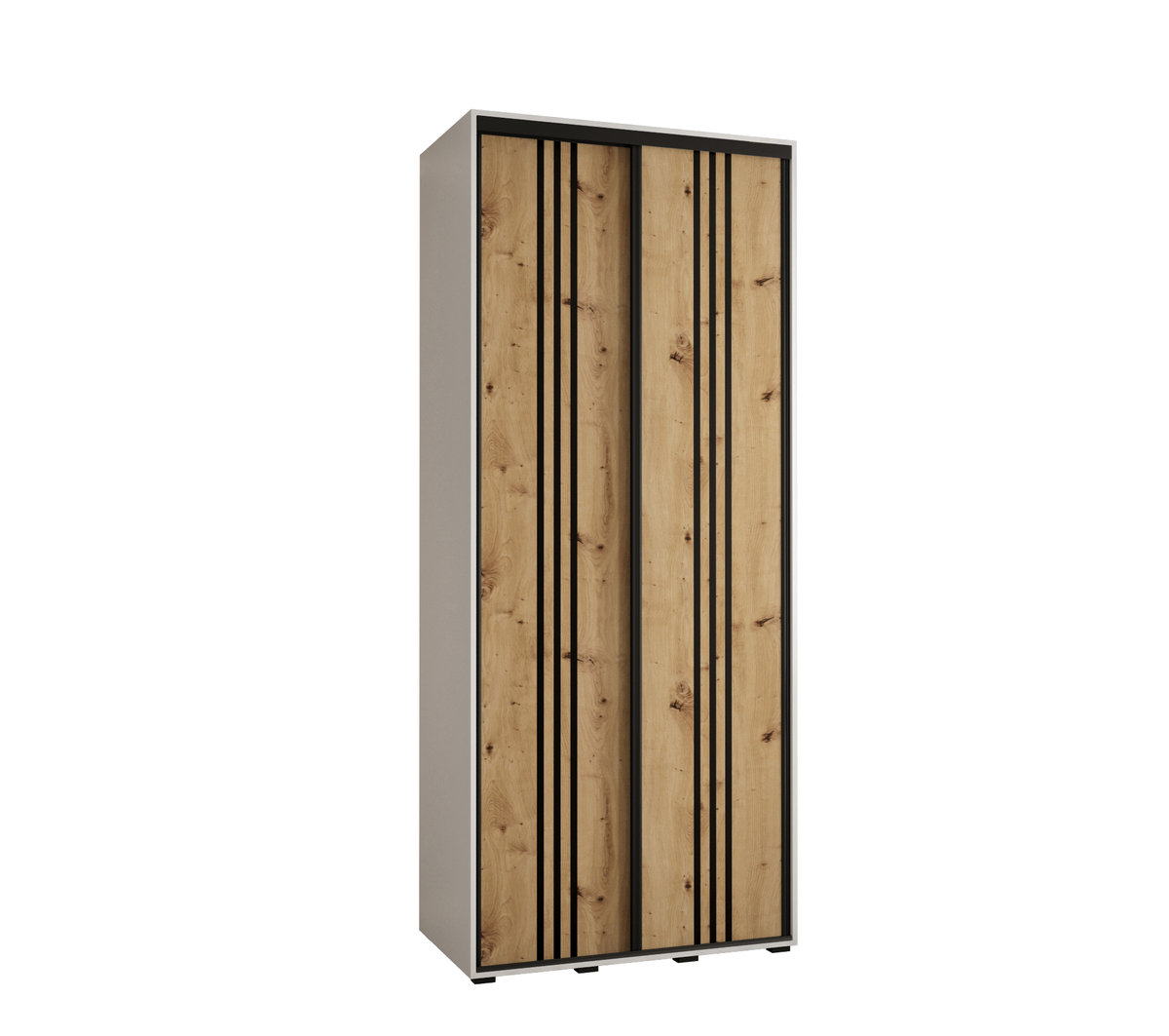 Szafa przesuwna wysoka Davos 6 100 gł. 60 biały + artisan + czarny