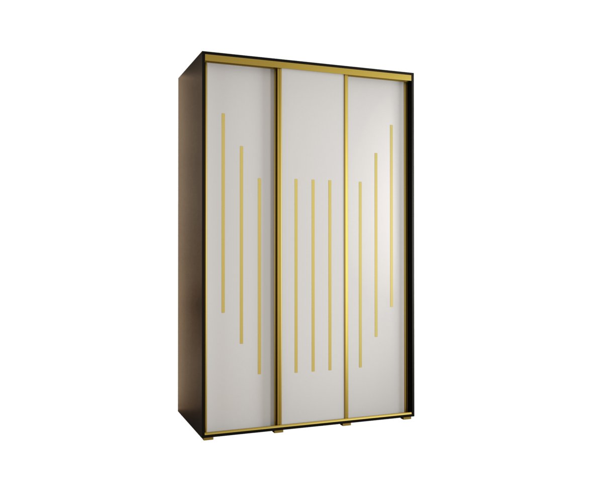 Szafa przesuwna wysoka Davos 8 160 gł. 60 czarny + biały + złoty