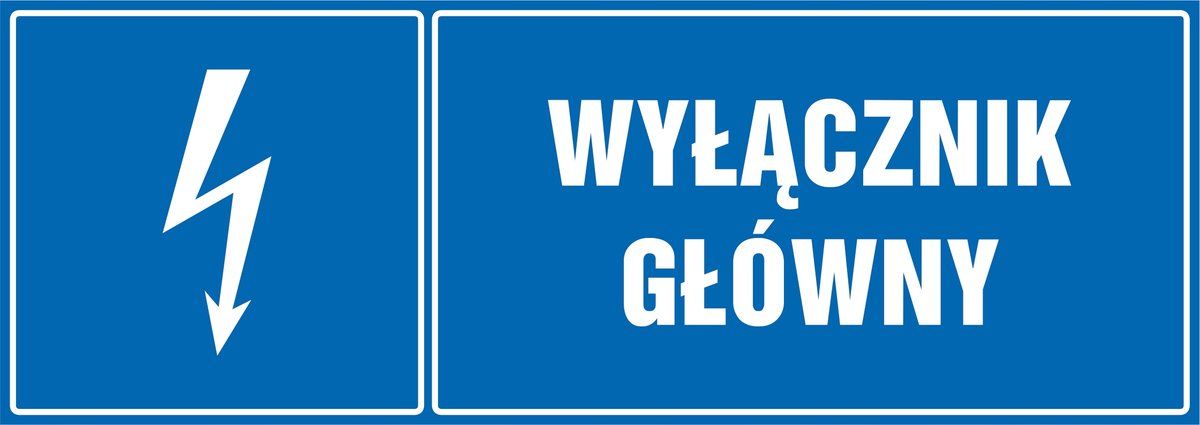 Naklejka pozioma: Wyłącznik główny 21x60cm