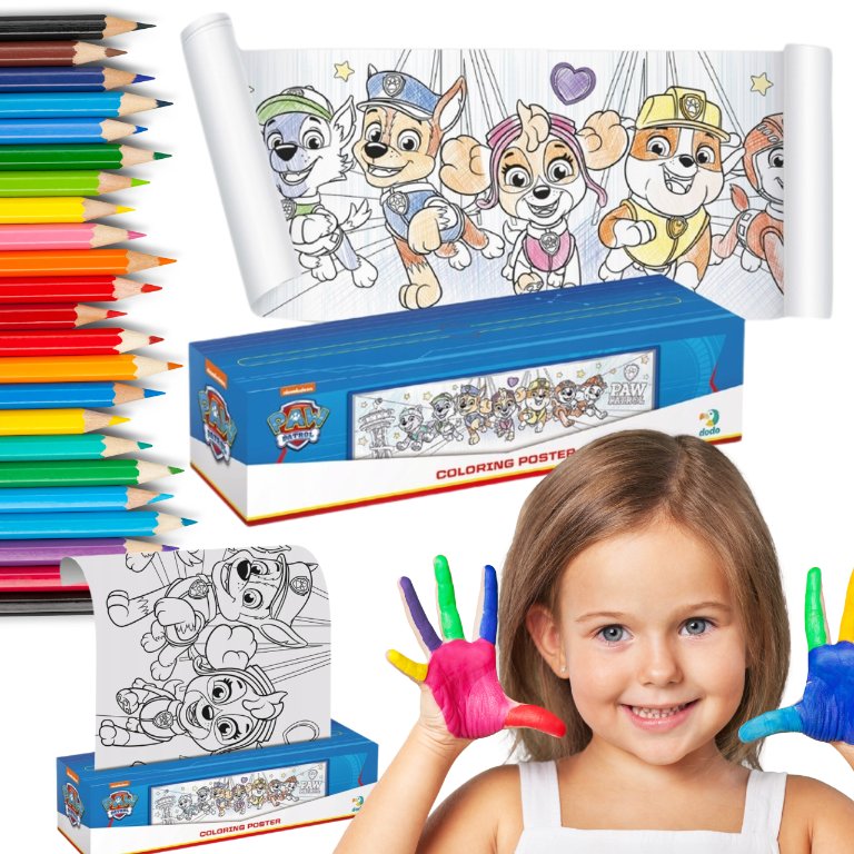 Kolorowanka Psi Patrol Malowanka dla Dzieci w Rolce 16 x 70cm Wysoka Jakość