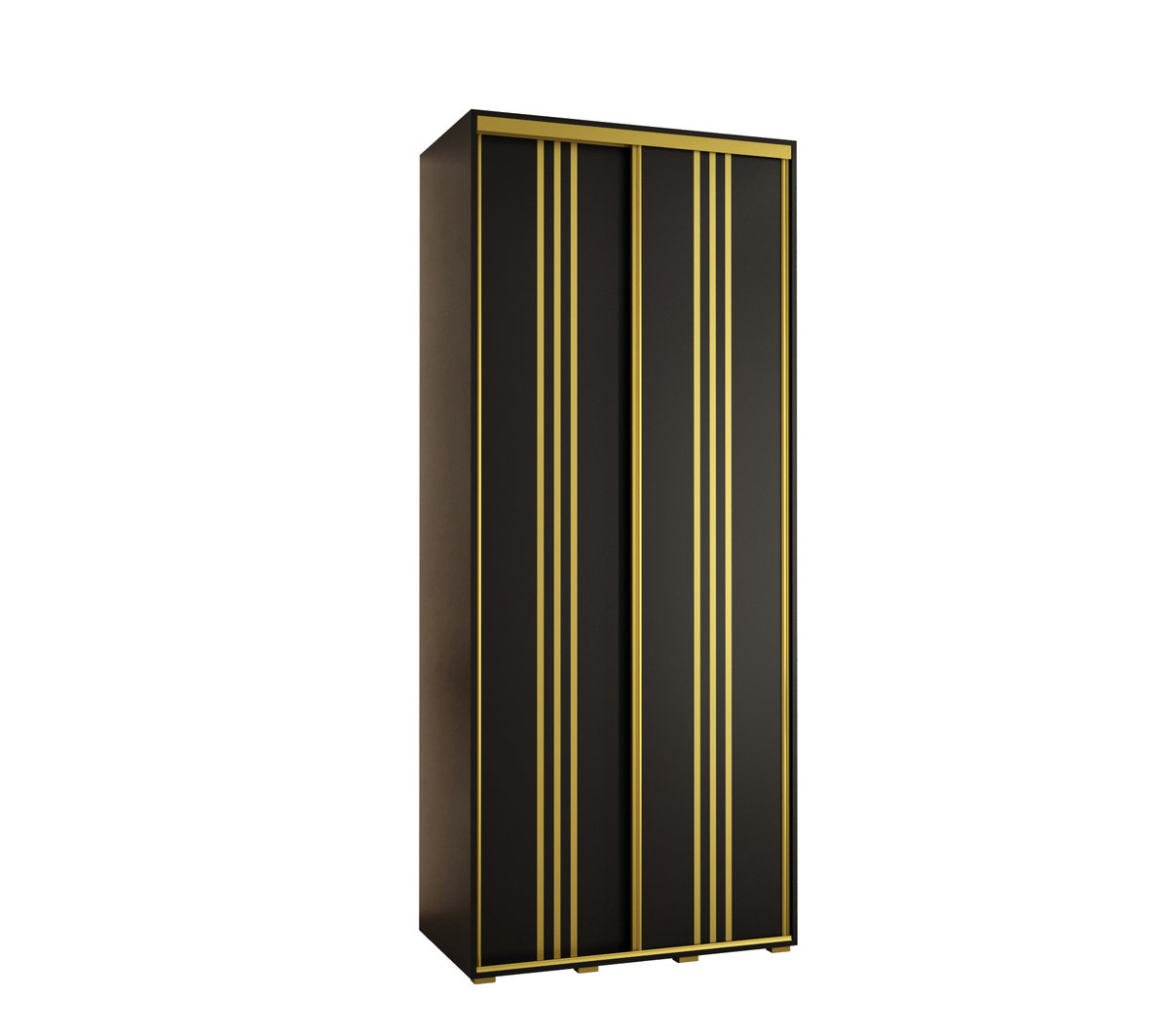 Szafa przesuwna wysoka Davos 6 120 gł. 60 czarny + czarny + złoty / Abiks Meble