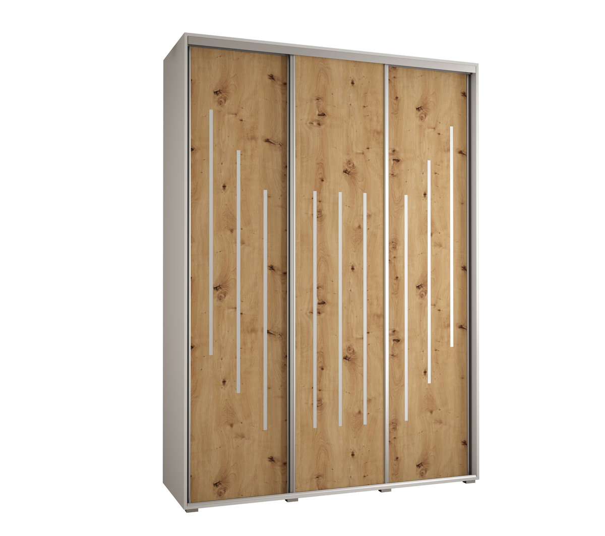 Szafa przesuwna wysoka Davos 8 180 gł. 60 biały + artisan + srebrny