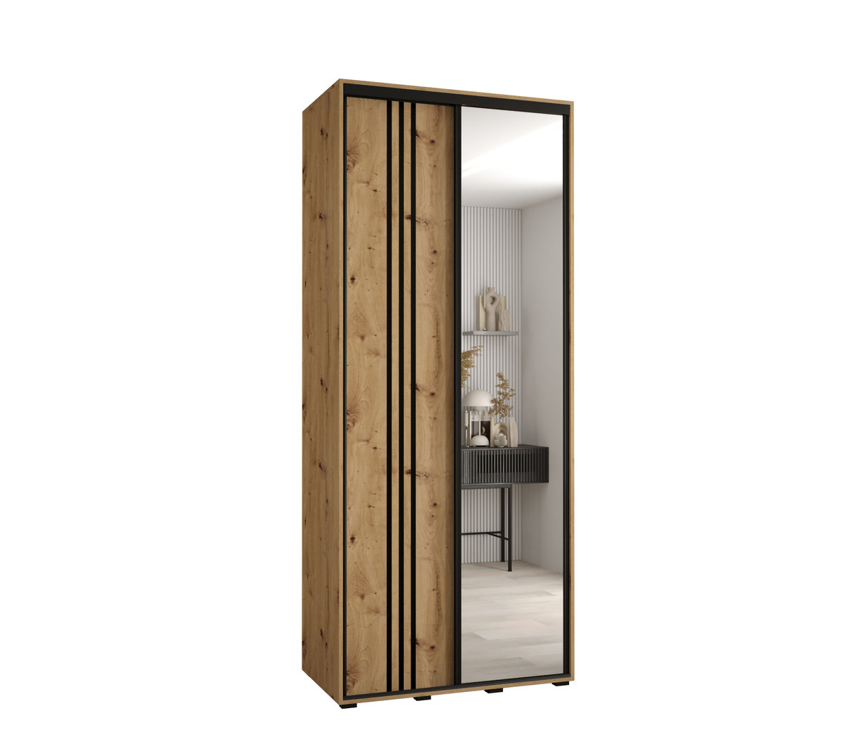 Szafa przesuwna wysoka Davos 7 110 gł. 60 artisan + artisan + czarny / Abiks Meble