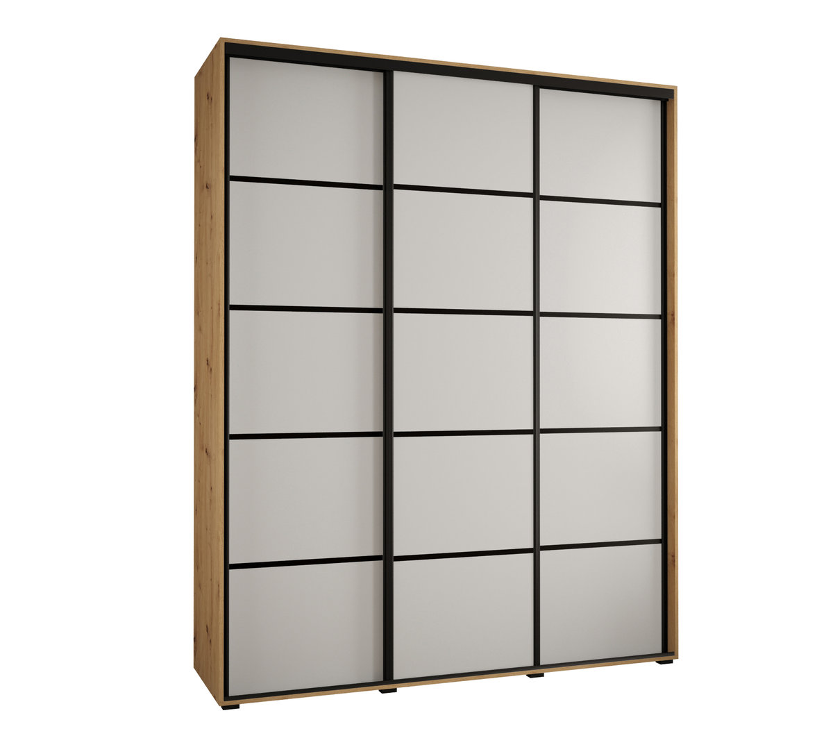Szafa przesuwna wysoka Davos 4 190 gł. 60 artisan + biały + czarny