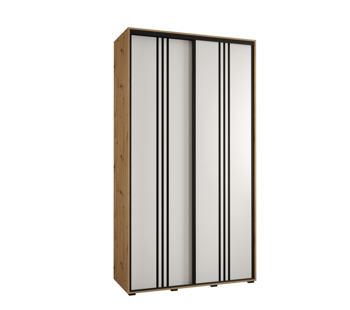 Szafa przesuwna wysoka Davos 6 130 gł. 45 artisan + biały + czarny / Abiks Meble