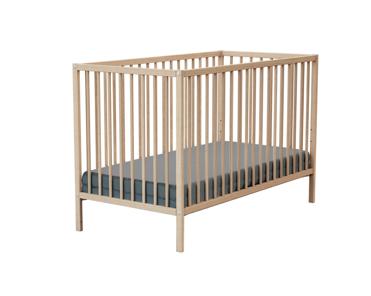 WEBABY - Łóżeczko drewniane z surowego buku