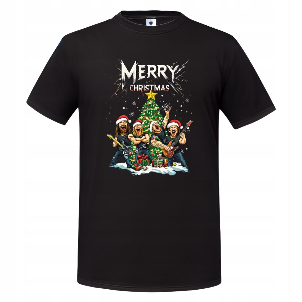 Koszulka męska Świąteczna Boże Narodzenie w Stylu Rocka Merry Christmas
