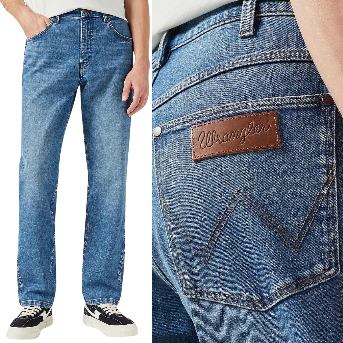 Wrangler FRONTIER Brennan PROSTE LUŹNE SPODNIE JEANSOWE DżINS W36 L34