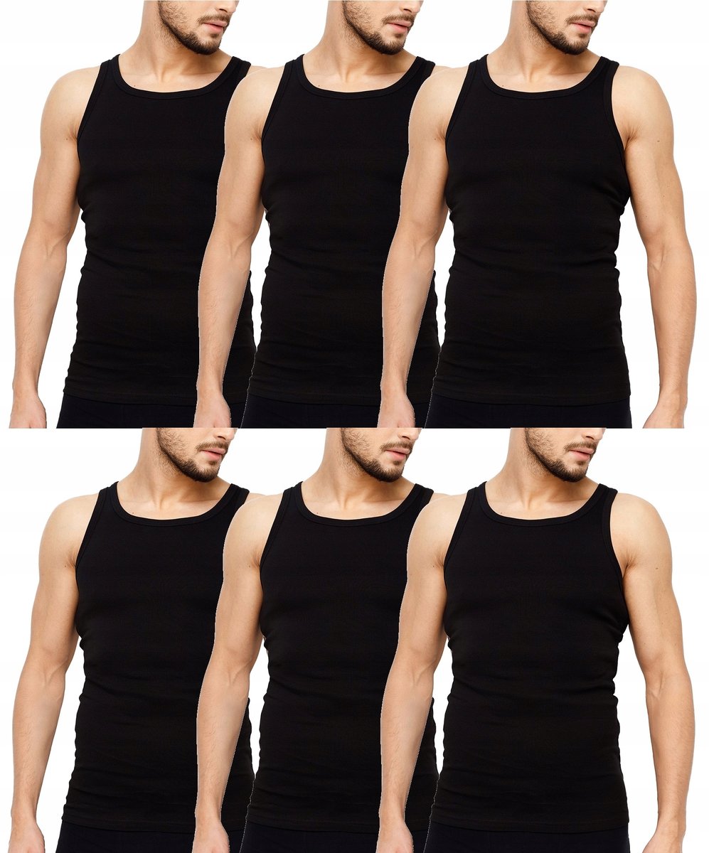 PODKOSZULKA KOSZULKA MĘSKA 100% BAWEŁNA GŁADKA OKRĄGŁY ZESTAW 6-SZT - XL