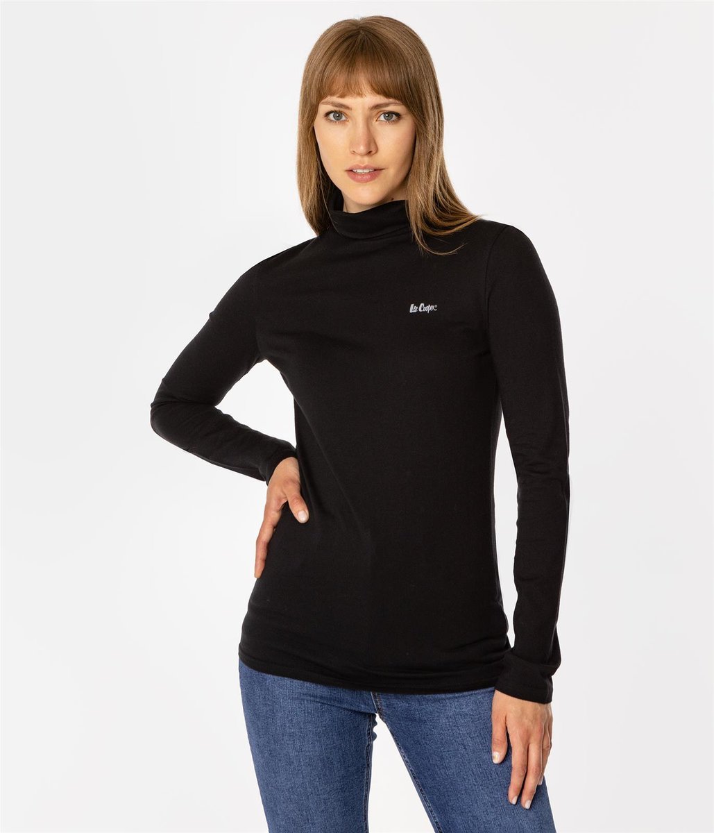 Longsleeve damski z golfem HOPE 6040 BLACK-L