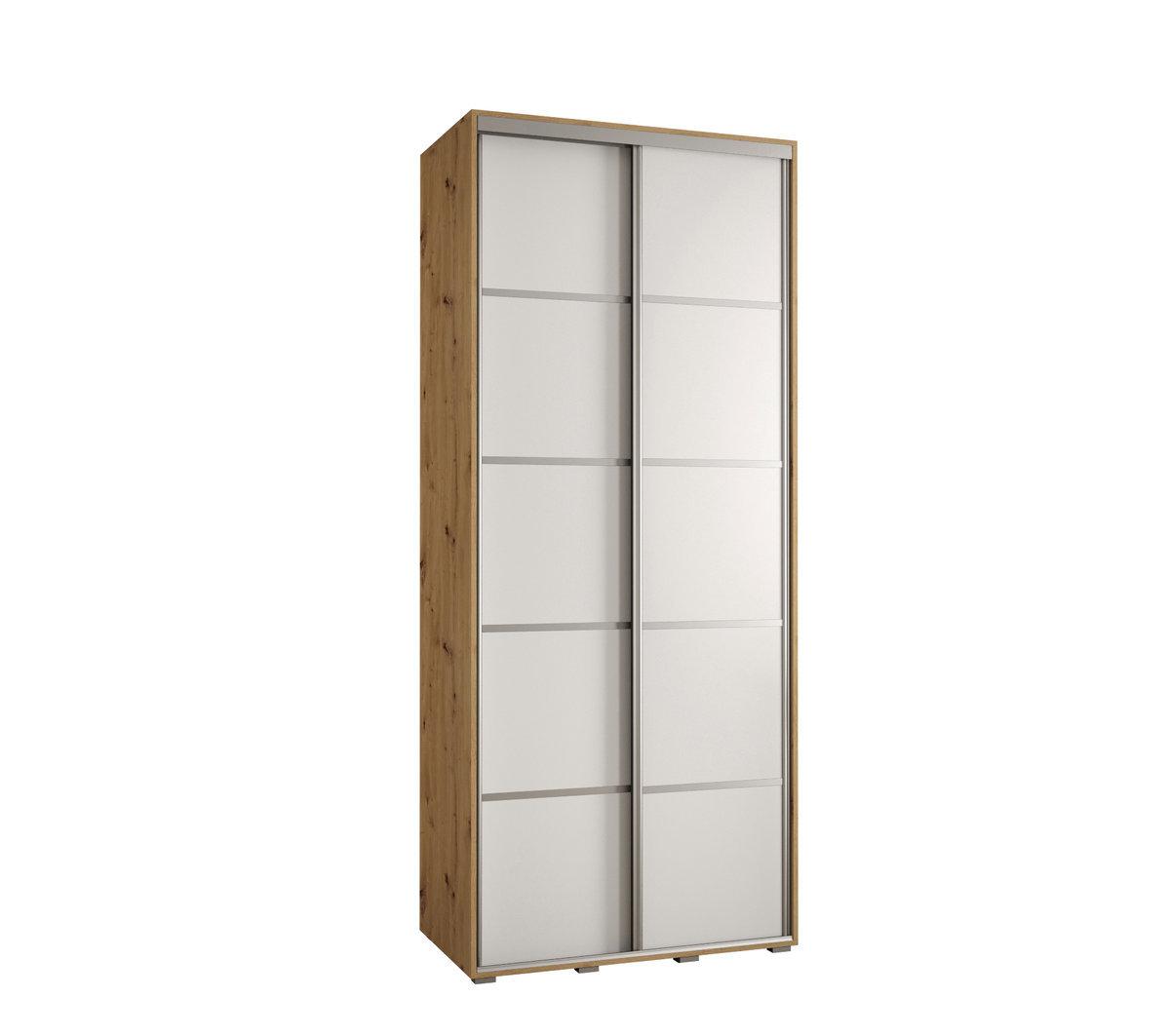Szafa przesuwna wysoka Davos 4 110 gł. 60 artisan + biały + srebrny / Abiks Meble