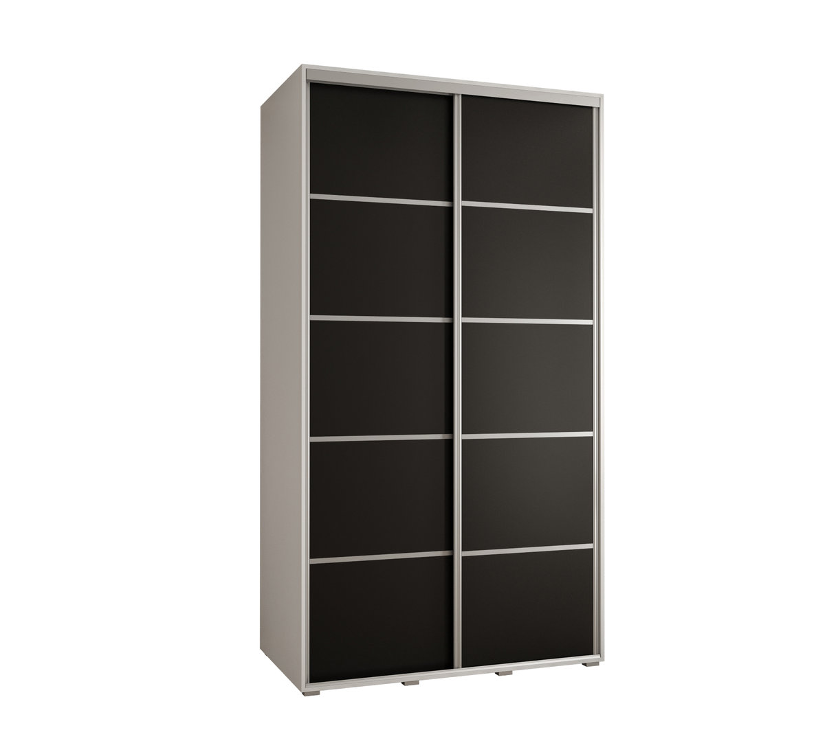 Szafa przesuwna wysoka Davos 4 140 gł. 45 biały + czarny + srebrny / Abiks Meble