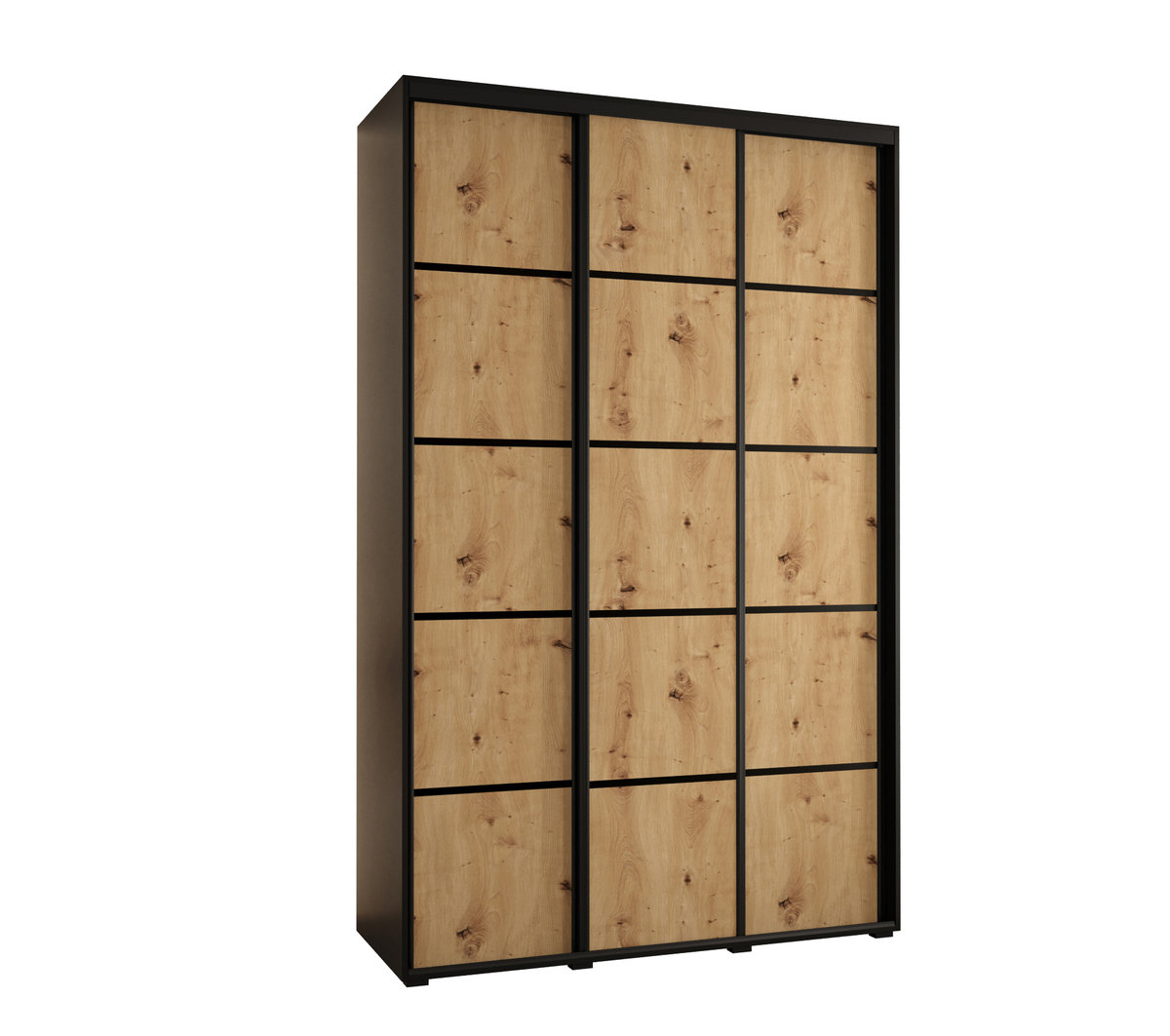 Szafa przesuwna wysoka Davos 4 150 gł. 45 czarny + artisan + czarny / Abiks Meble