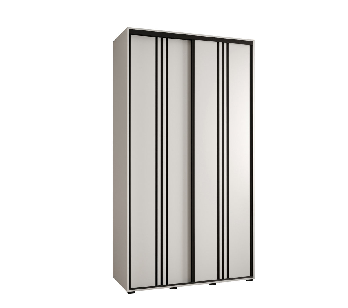 Szafa przesuwna wysoka Davos 6 140 gł. 45 biały + biały + czarny / Abiks Meble