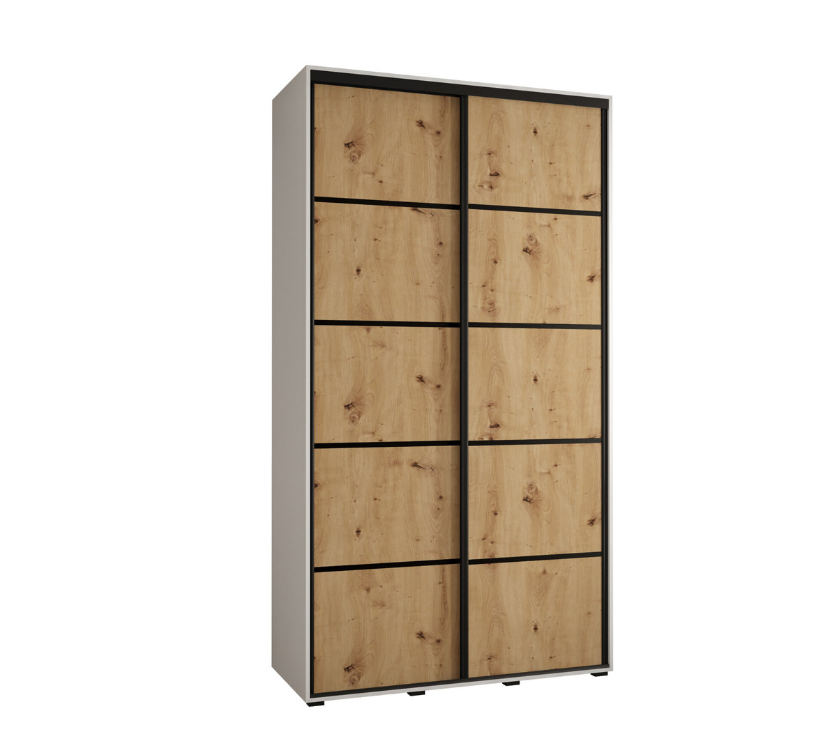 Szafa przesuwna wysoka Davos 4 130 gł. 60 biały + artisan + czarny / Abiks Meble