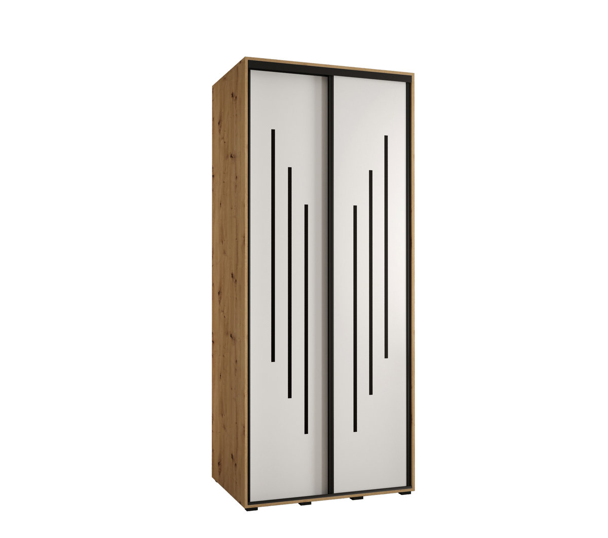 Szafa przesuwna wysoka Davos 8 120 gł. 45 artisan + biały + czarny / Abiks Meble