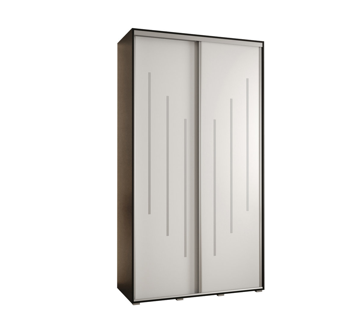 Szafa przesuwna wysoka Davos 8 130 gł. 60 czarny + biały + srebrny / Abiks Meble