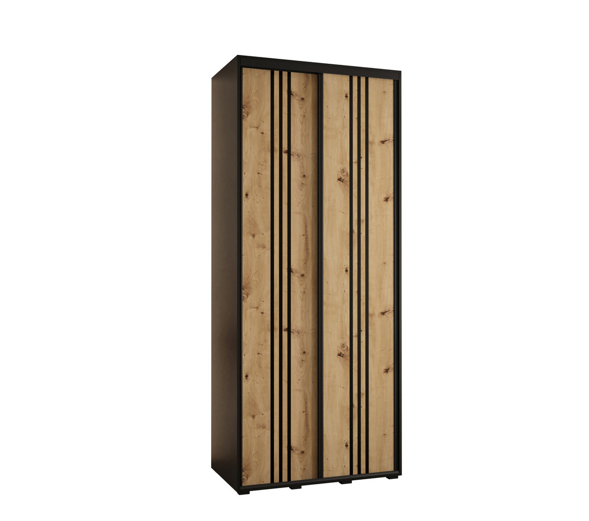 Szafa przesuwna wysoka Davos 6 110 gł. 60 czarny + artisan + czarny / Abiks Meble