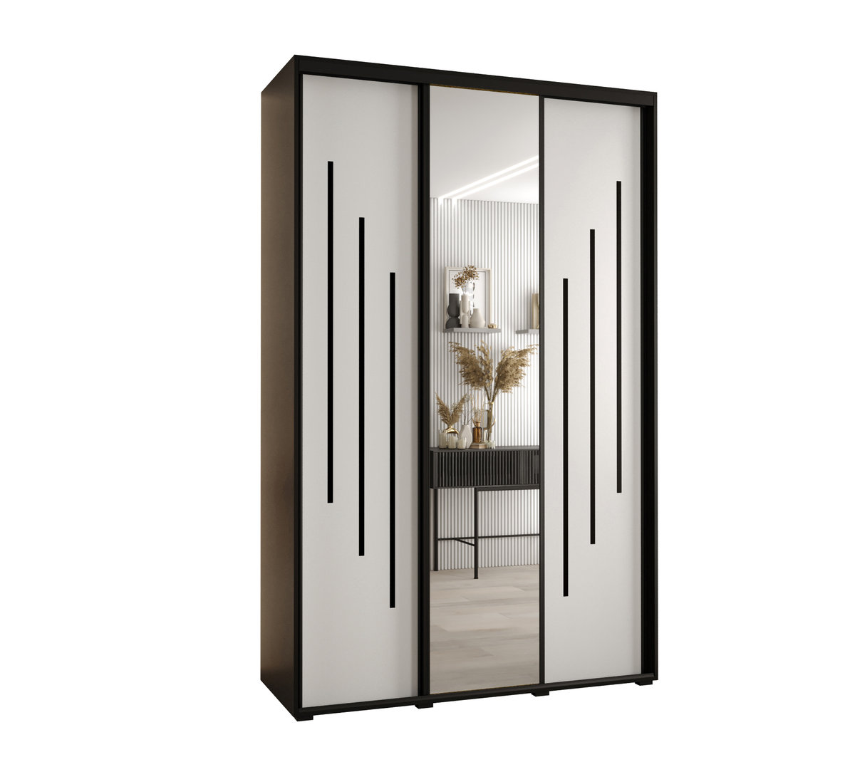 Szafa przesuwna wysoka Davos 9 160 gł. 60 czarny + biały + czarny