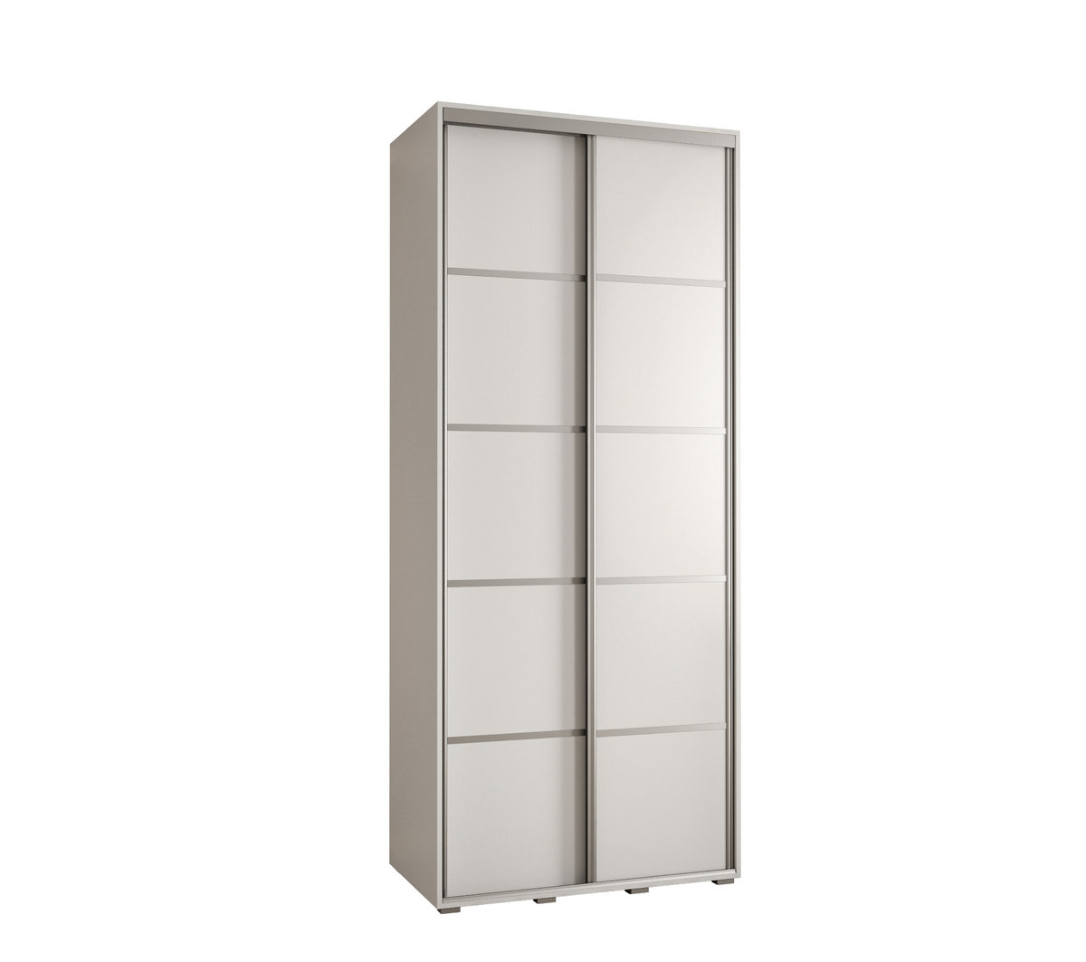 Szafa przesuwna wysoka Davos 4 110 gł. 45 biały + biały + srebrny / Abiks Meble