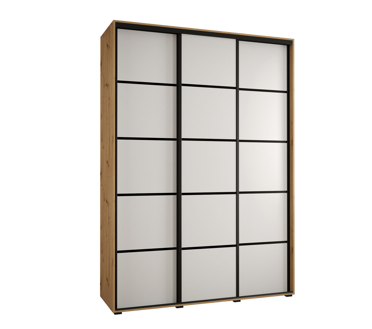 Szafa przesuwna wysoka Davos 4 180 gł. 60 artisan + biały + czarny